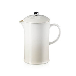 Le Creuset 1L Meringue Stoneware Cafetière with stainless steel knob, durable, dishwasher safe – available at Keans