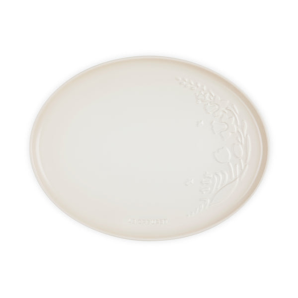Le Creuset Oval Platter Meringue color, durable stoneware, La Jardin collection, available at Keans Claremorris.