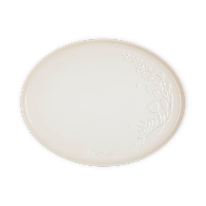 Le Creuset Oval Platter Meringue color, durable stoneware, La Jardin collection, available at Keans Claremorris.