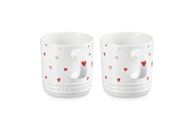Le Creuset Set2 Heart Detail Mugs White 350ml Keans Claremorris