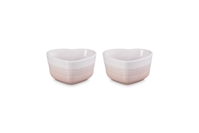 Le Creuset Set of 2 Heart Ramekins Shell Pink Keans Claremorris