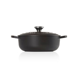 Le Creuset Signature 24cm Satin Black Sauteuse, durable cast iron cookware, available at Keans Claremorris.