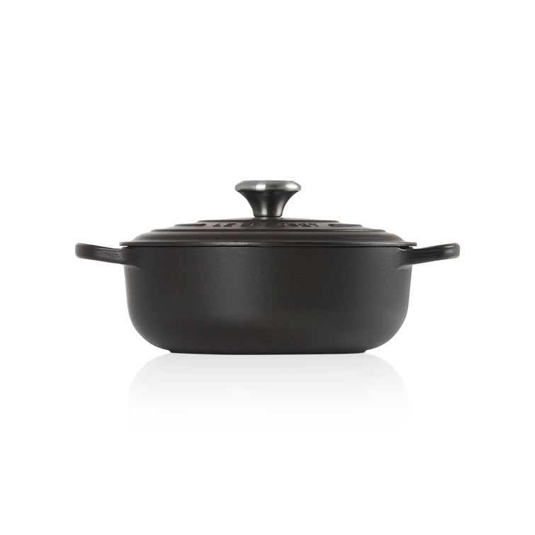 Le Creuset Signature 24cm Satin Black Sauteuse, durable cast iron cookware, available at Keans Claremorris.