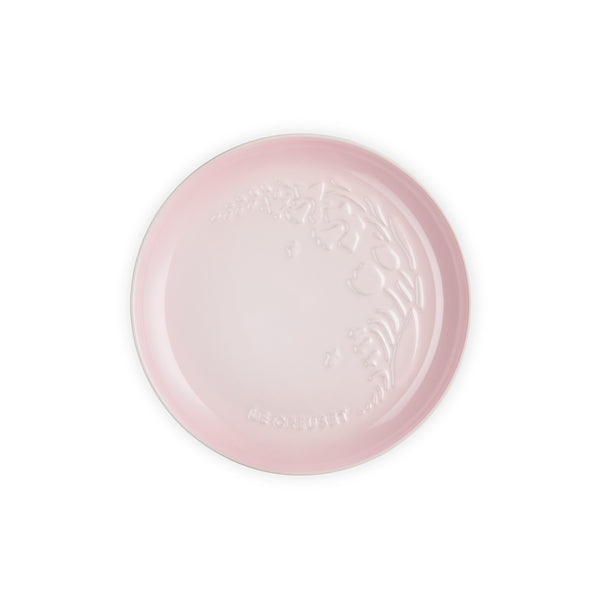 Le Creuset Sphere 22cm Shell Pink Plate, durable stoneware, elegant design – available at Keans Claremorris.