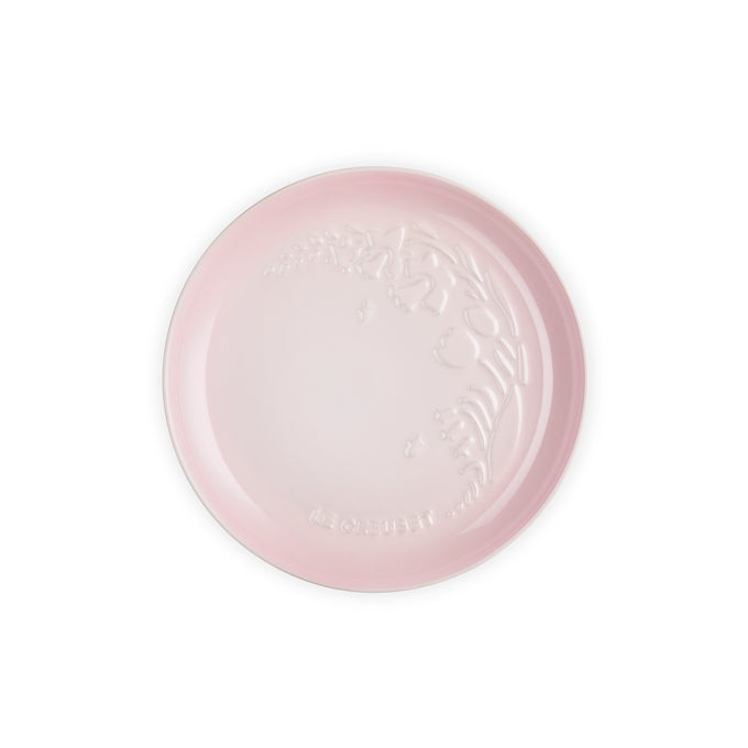 Le Creuset Sphere 22cm Shell Pink Plate, durable stoneware, elegant design – available at Keans Claremorris.