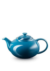 Le Creuset 1.3L Deep Teal Stoneware Teapot with drip-resistant spout, cool handle, durable glaze – Keans Claremorris