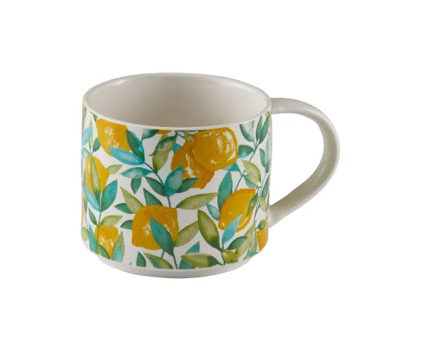 Lemon Trail 35cl fine china mug with vibrant floral lemon design, dishwasher & microwave safe – Keans Claremorris.
