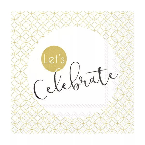 Let’s Celebrate Gold Cocktail Napkins Keans Claremorris