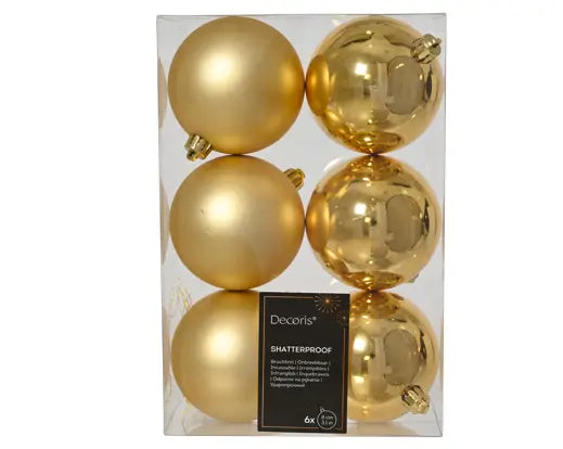 Light Gold Christmas Baubles – 8cm (Box of 6) Keans Claremorris