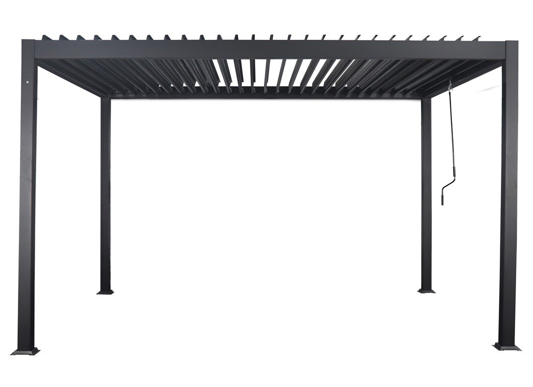 Luxury 3x3m aluminium gazebo with adjustable roof, galvanized steel louvers, flat packed - Keans Claremorris