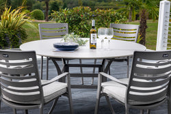 Lyra 6 Seat Round Outdoor Dining Set with Parasol