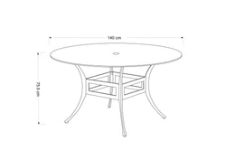 Lyra 6 Seat Round Outdoor Dining Set with Parasol