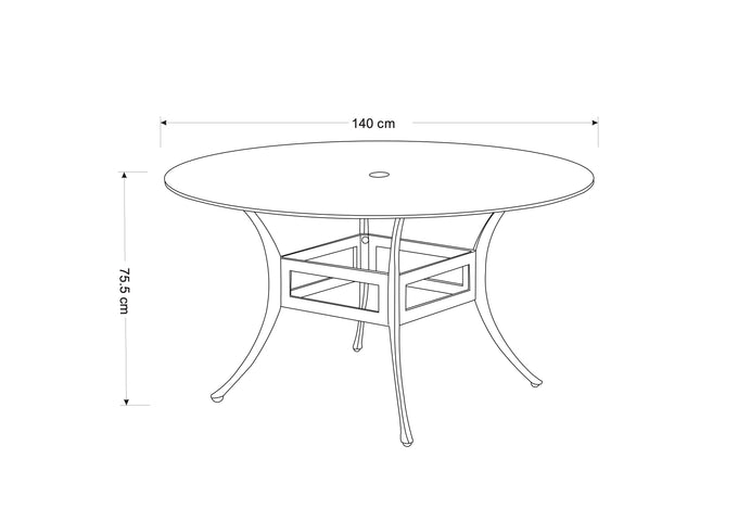 Lyra 6 Seat Round Outdoor Dining Set with Parasol - Image 5