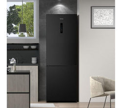 HISENSE RB645N4BFE 60/40 Black Fridge Freezer, spacious design, energy-efficient, available at Keans Claremorris.