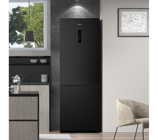 HISENSE RB645N4BFE 60/40 Black Fridge Freezer, spacious design, energy-efficient, available at Keans Claremorris.