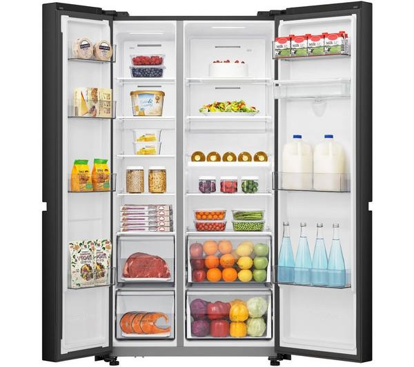 HISENSE PureFlat RS840N4WFE American-Style Smart Fridge Freezer in Black Stainless Steel - Keans Claremorris