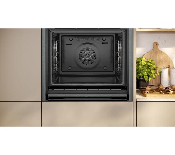 NEFF N70 Slide&Hide B54CR71G0B Electric Pyrolytic Smart Oven in Graphite, available at Keans Claremorris