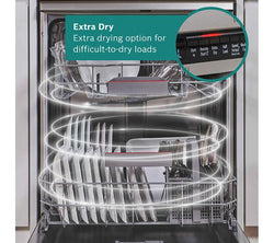 BOSCH Series 4 SMS4EKI06G full-size silver dishwasher, efficient cleaning, available at Keans Claremorris.