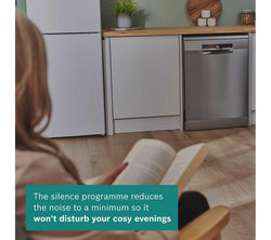 BOSCH Series 4 SMS4EKI06G full-size silver dishwasher, efficient cleaning, available at Keans Claremorris