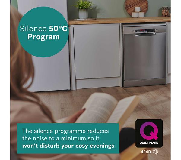 BOSCH Series 4 SMS4EKI06G silver full-size dishwasher, efficient cleaning, Keans Claremorris store