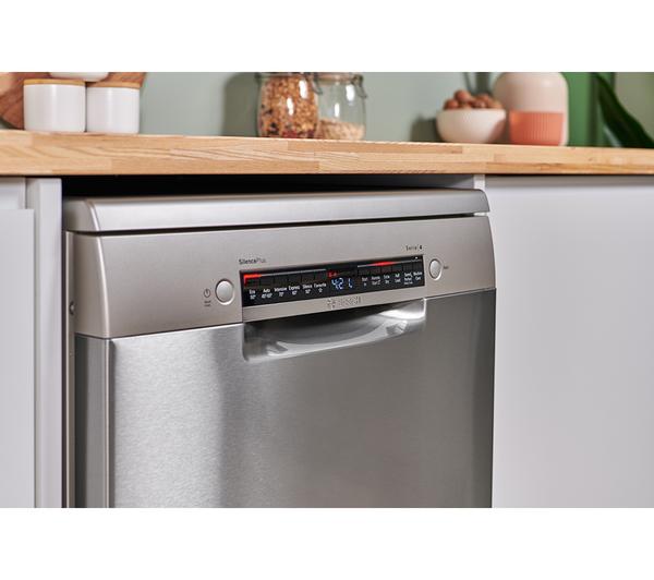 BOSCH Series 4 SMS4EKI06G silver full-size dishwasher, efficient cleaning, modern design - available at Keans Claremorris