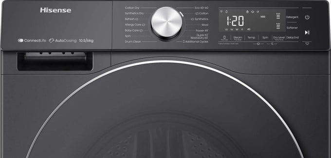Hisense 10.5kg Wash 6kg Dry Washer Dryer Black| WD5S1045BB - Image 4