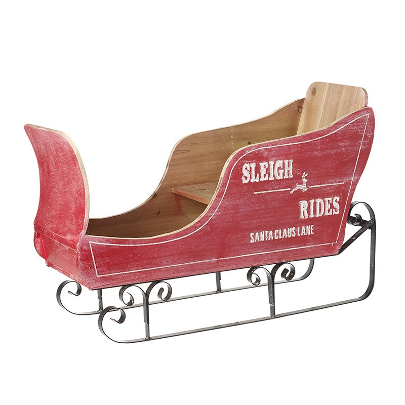 Red Wooden Sleigh – 40.5cm - Image 1
