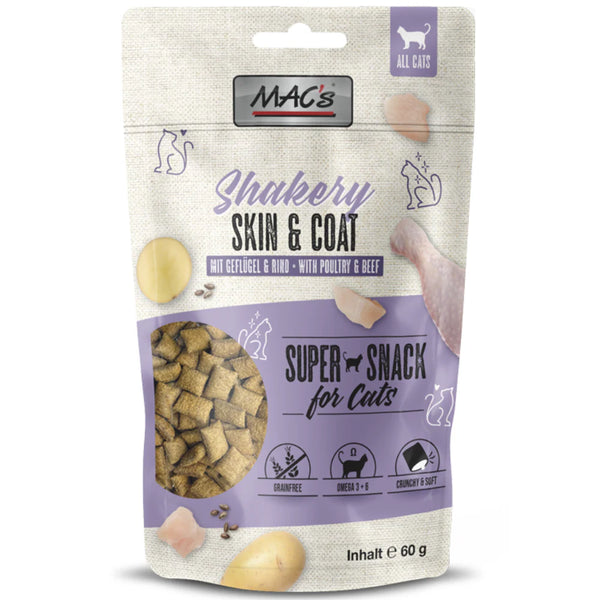 Macs Shakery Snacks Skin & Coat Cat Treats 60G Keans Claremorris