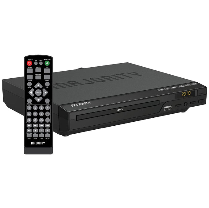 Majority Multi-region DVD player with USB playback, remote control, HDMI & RCA ready – available at Keans Claremorris.