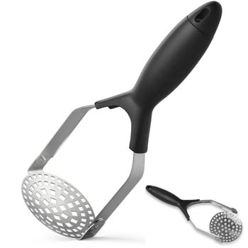 Folding Masher with stainless steel folding head, non-slip handle, compact storage, dishwasher-safe – Keans Claremorris