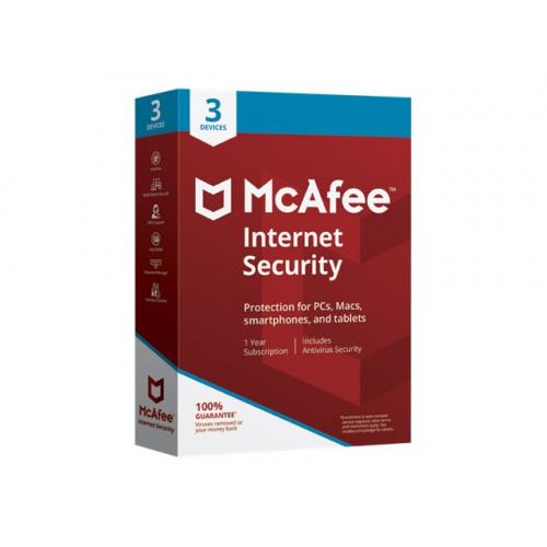 McAfee Internet Security 1 Year for 3 Devices with secure payments, data theft prevention, and ad blockers - Keans