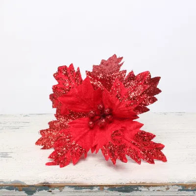 Medium Red Poinsettia Pick | Keans Christmas Decorations Ireland 