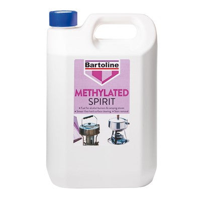 Bartoline Methylated Spirits 5ltr fuel for alcohol burners, camping stoves, and stain remover – Keans Claremorris