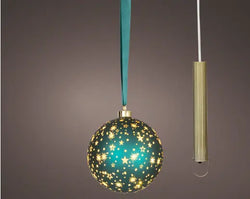 Micro LED Glass Ball – Emerald with Warm White Lights (14cm) Keans Claremorris