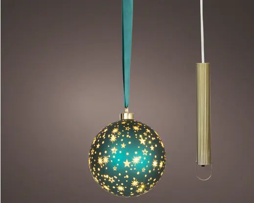 Micro LED Glass Ball – Emerald with Warm White Lights (14cm) Keans Claremorris