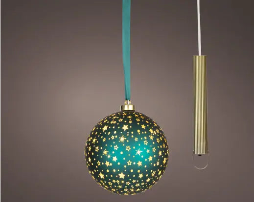 Micro LED Glass Ball – Emerald with Warm White Lights (19cm) Keans Claremorris