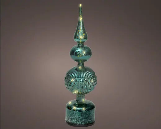Micro LED Rotating Glass Table Topper – Emerald Warm White Lights (35.5cm) Keans Claremorris
