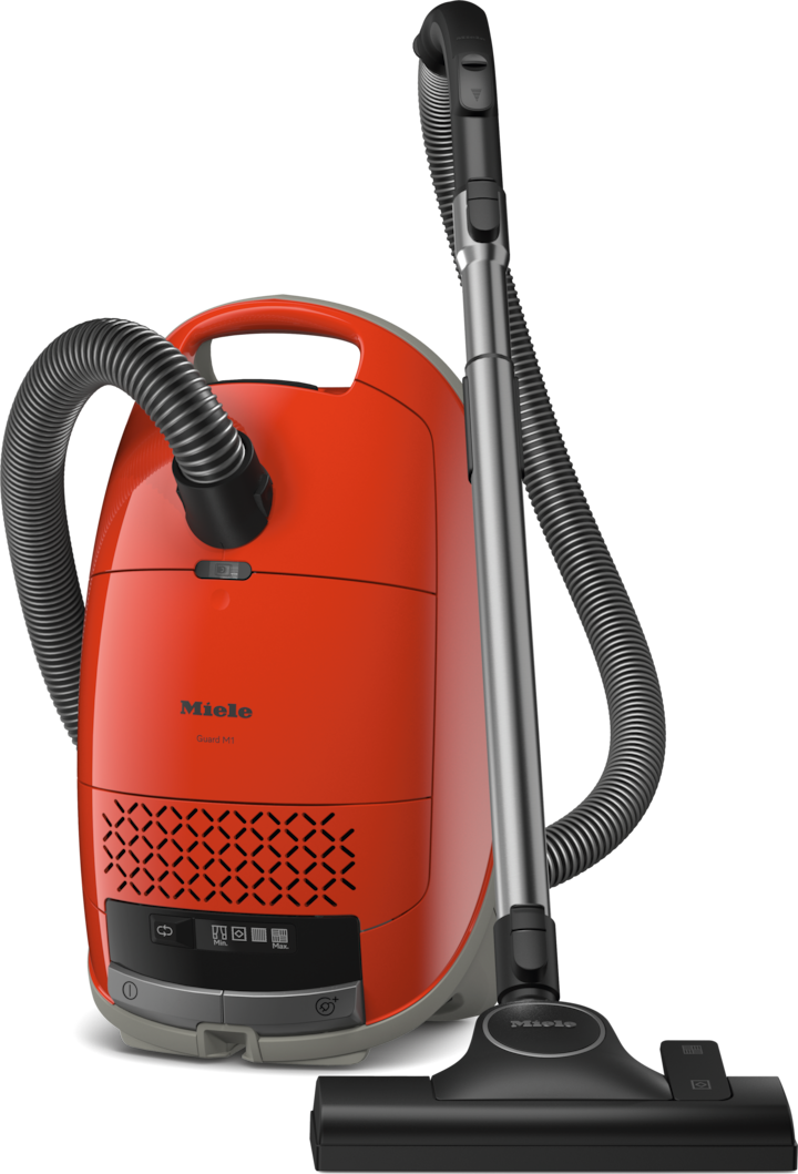 Miele Guard M1 Terra Red Cylinder Vacuum Cleaner, 890W, AirClean filtration, compact design, sold at Kean’s Claremorris –