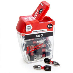 Milwaukee Shockwave PZ2 x 25mm Impact Duty Bit Set, 25-pack, laser-hardened tip, SHOCK ZONE™, Keans Claremorris