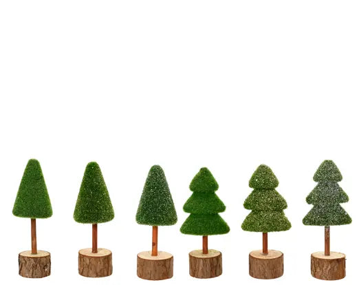 Mini Tree 6 asst Indoor, Green Frosted D.5 cm x H.13 cm Keans Claremorris