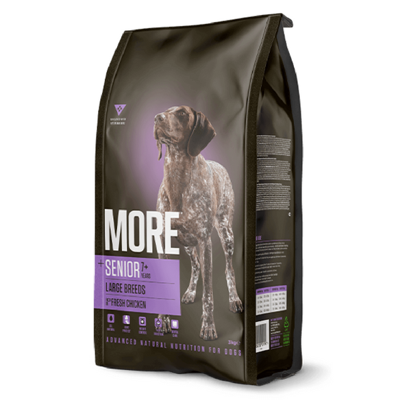 More Dog Senior Large Breed Chicken 3kg dog food for joint care, omega oils, and easy digestion - Keans Claremorris