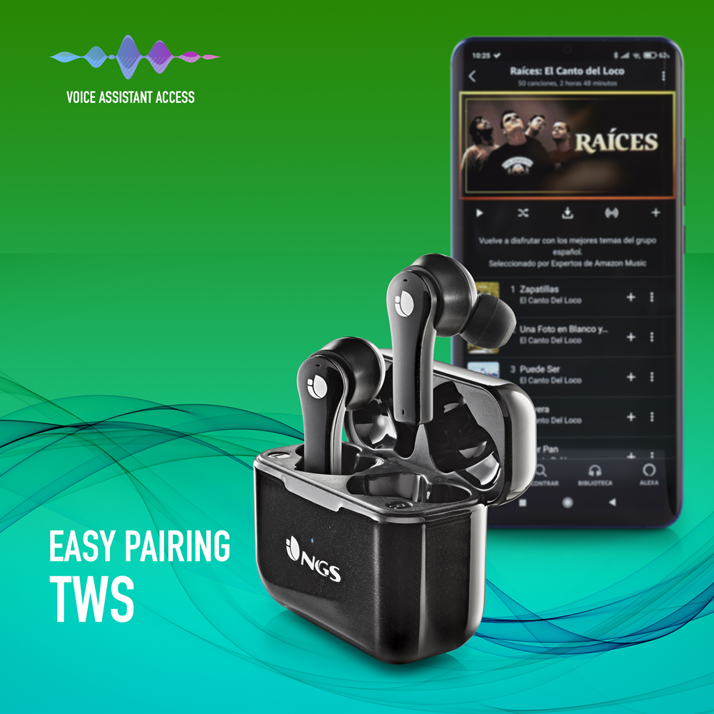 Ngs Artica 24Hr TWS Bluetooth 5.1 Black wireless earbuds with long battery life - Keans Claremorris