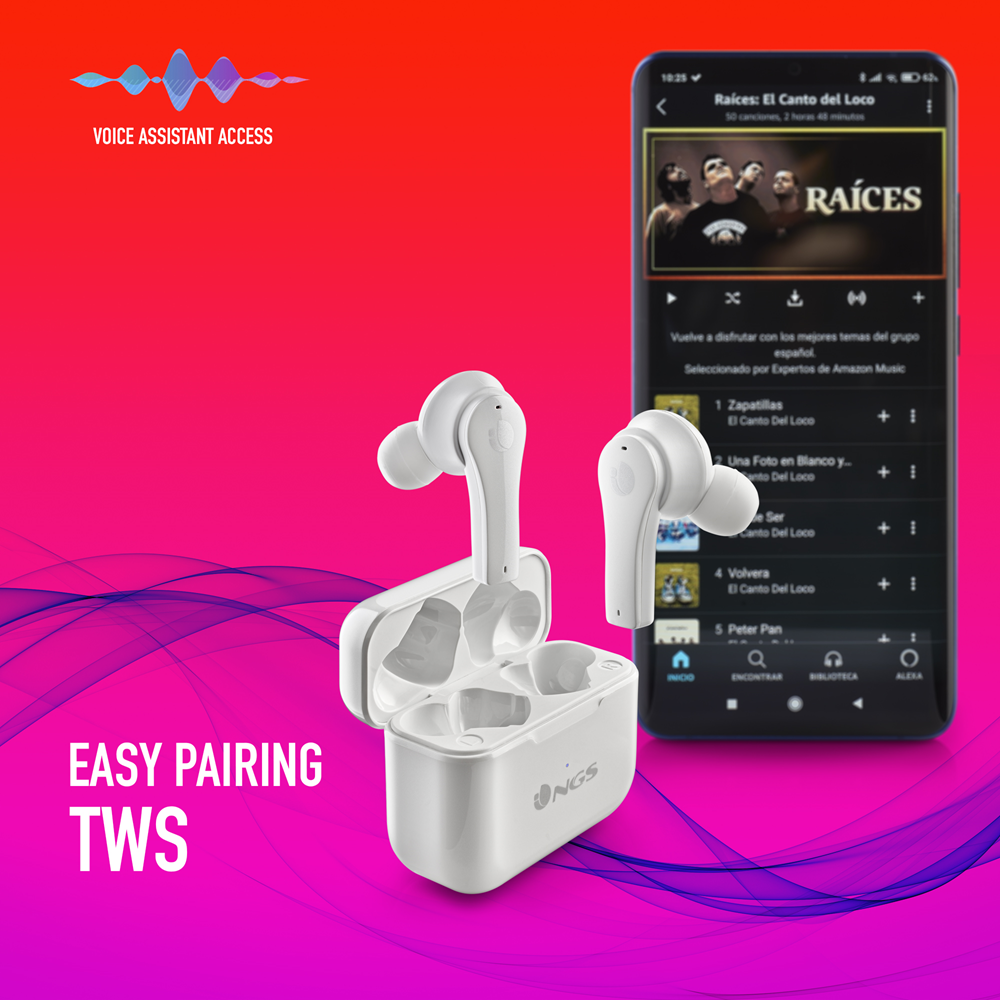 Ngs Artica 24Hr TWS Bluetooth 5.1 White wireless earbuds with long battery life - Keans Claremorris