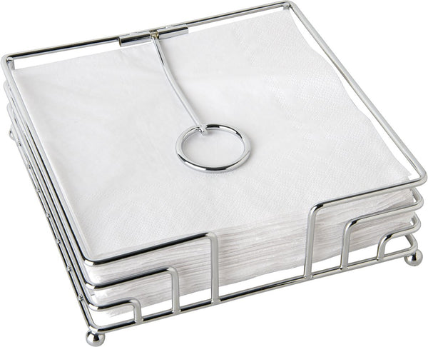 Metal silver metal napkin holder for lunch napkins, compact and modern design by Keans Claremorris.
