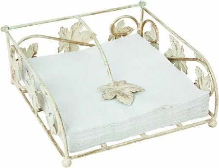 Wine Leaf Antique Cream For Lunch Napkins Napkin Holder - Image 1