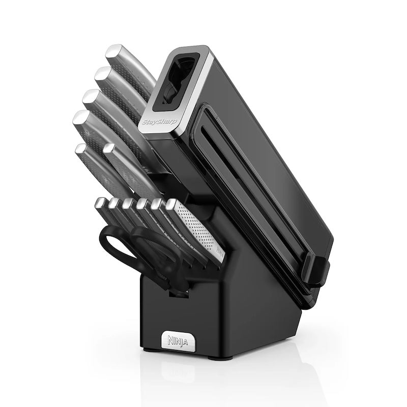 Ninja Stay Sharp 14-piece stainless steel knife set with sharpening block, steak knives, scissors – Keans Claremorris