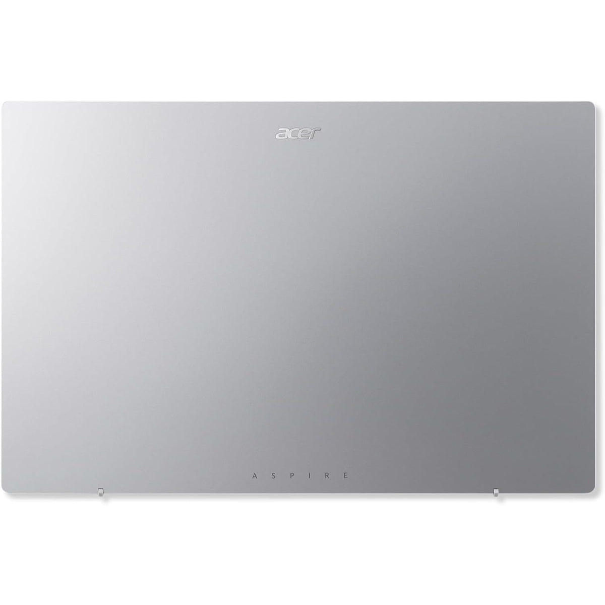Silver Acer 14'' Aspire laptop closed, showing top cover with Acer and Aspire logos centered