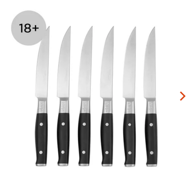 Ninja Foodi StaySharp 6-piece steak knife set, forged German stainless steel, ergonomic handles, sold by Kean’s Claremorris