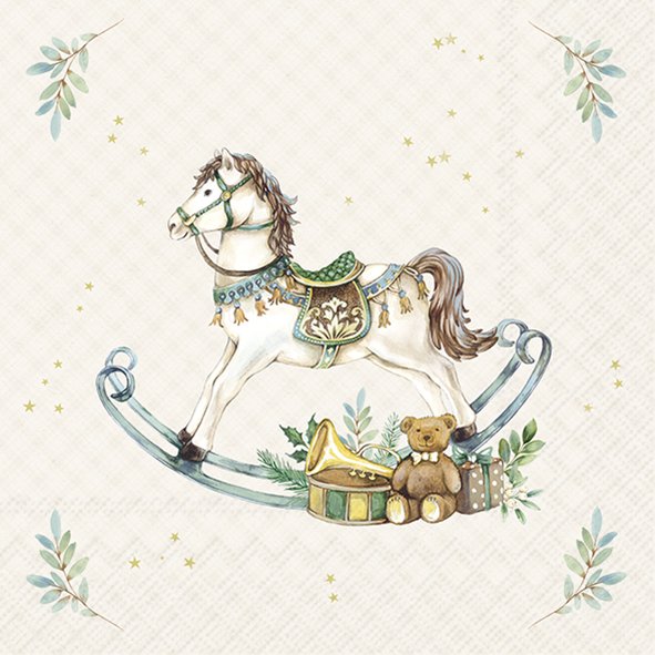 Nostalgic Rocking Horse Cream Lunch Napkins Keans Claremorris