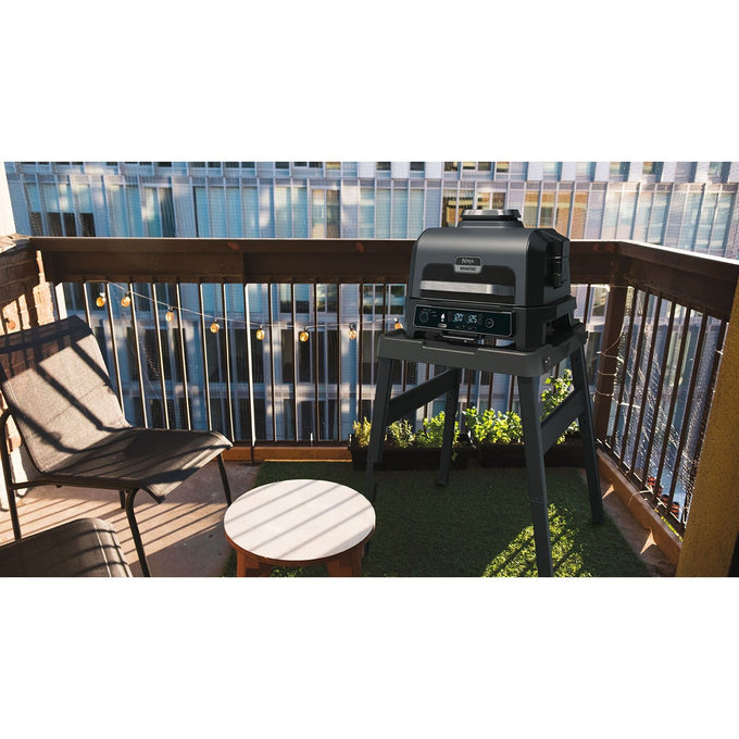 Ninja Woodfire Pro XL Outdoor Electric BBQ Grill & Smoker in Black & Grey, OG850UK, available at Keans Claremorris